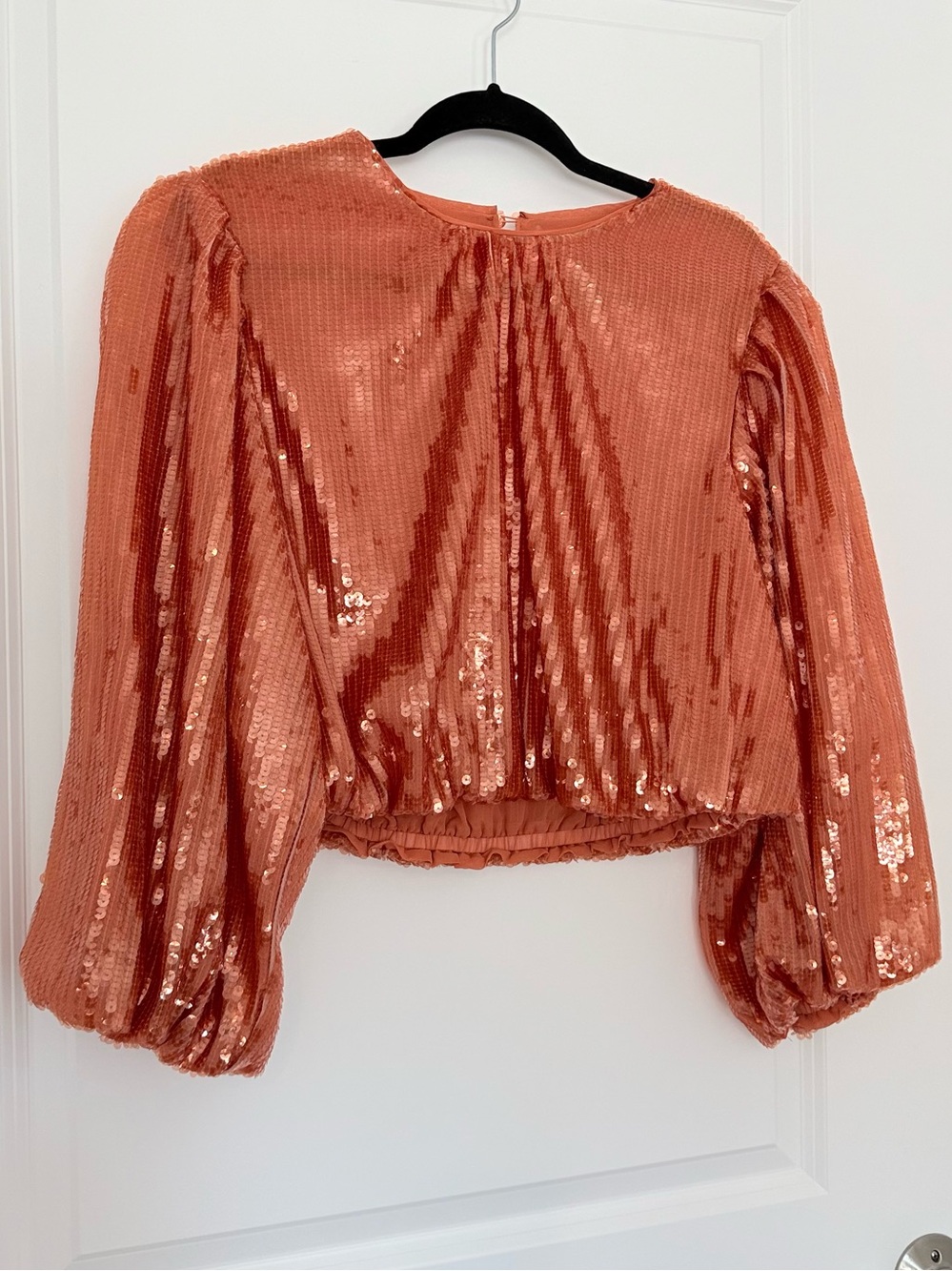 J Crew Orange Sequin Bubble Top M